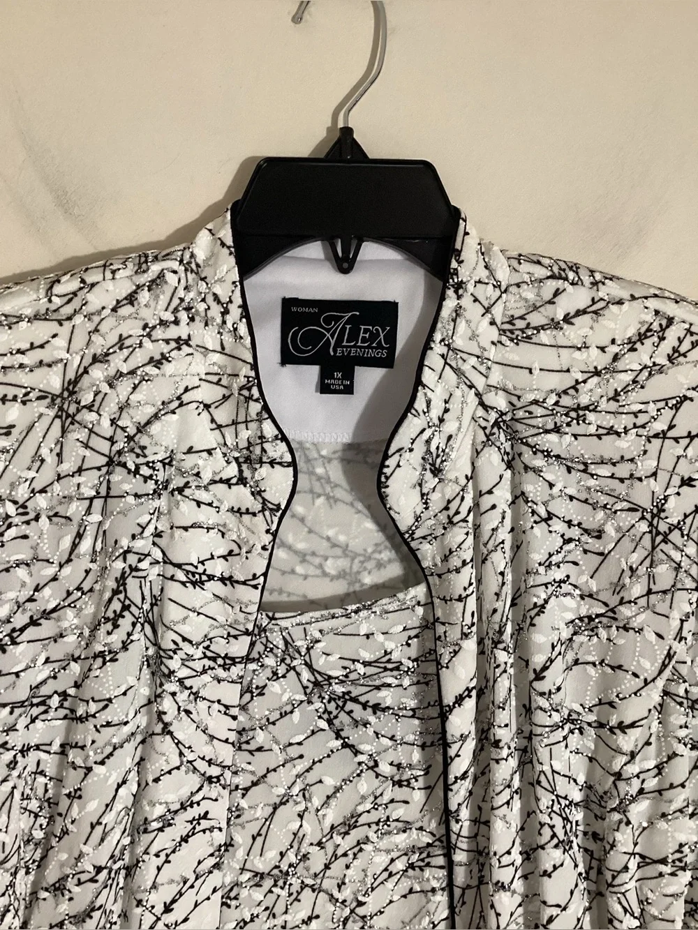 Alex Evenings Plus Mandarin Neck Glitter Twin Set 1X